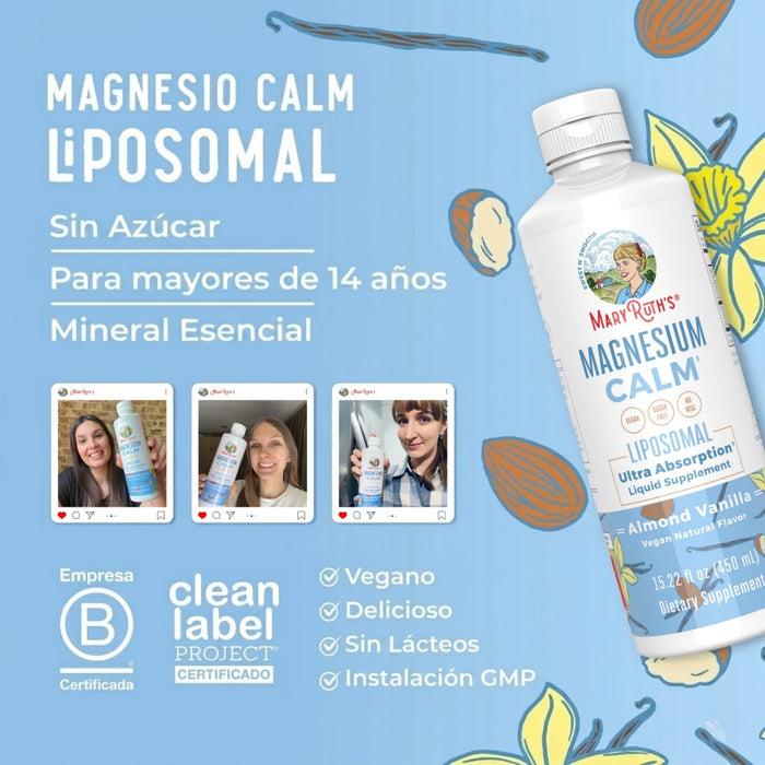 Magnesio Liposomal Sabor Almendra y Vainilla 450 ml (15.22 fl oz), Mary Ruth's