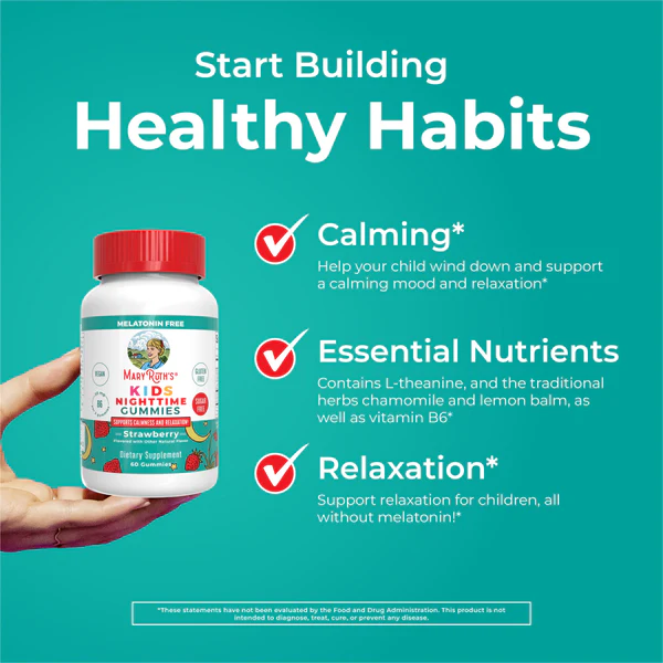 Ayuda para Dormir para Niños sin Melatonina (60 gomitas), Mary Ruth´s