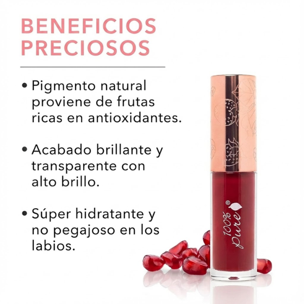 Lip Gloss con Pigmento Frutal® Strawberry (0.141 fl oz 4.17 ml), 100% Pure