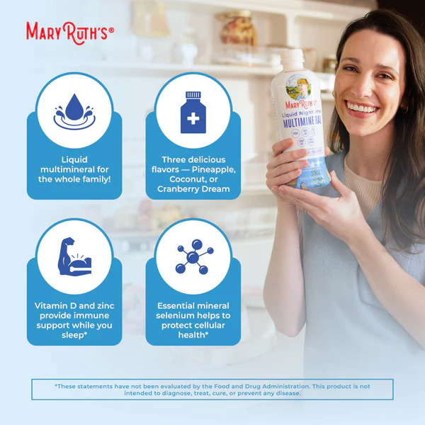 Multimineral Nocturno Sabor Coco, Liquido (30 fl oz 887 ml), Mary Ruth's