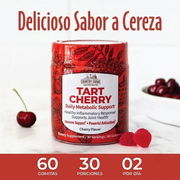 Apoyo a Articulaciones Tart Cherry Sabor Cereza Country Farms® (60 gomitas), Windmill
