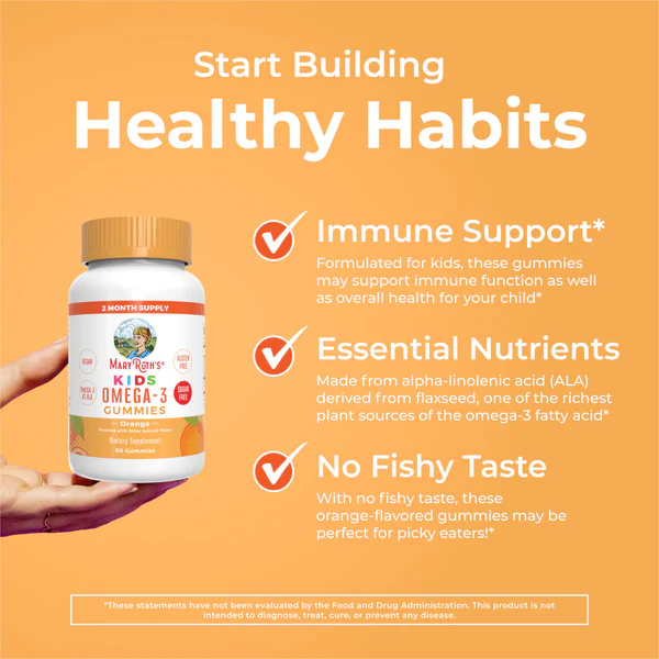 Omega-3 Vegano Para Niños (60 gomitas), Mary Ruth´s