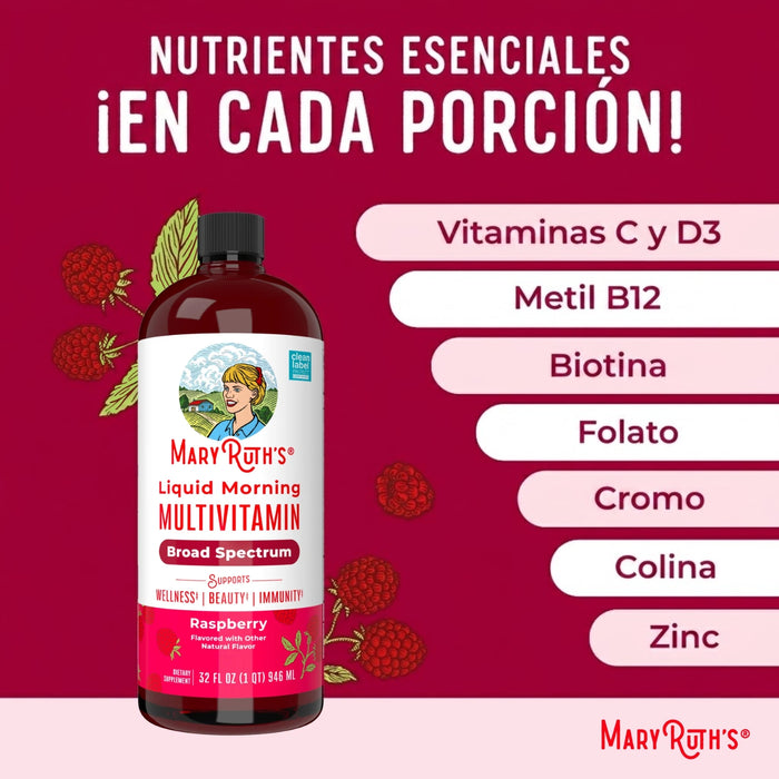 Kit #21 Multivitamínico Matutino Sabor Frambuesa (887 ml), MaryRuth's