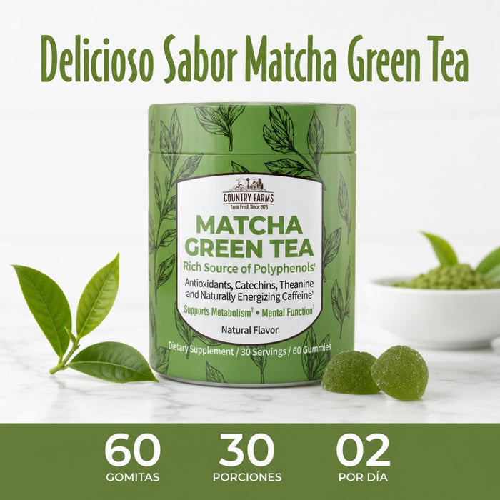 Matcha Antioxidantes Sabor Matcha Country Farms® (60 gomitas), Windmill