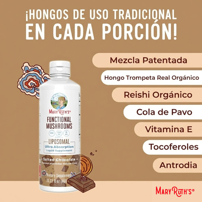 Hongos Funcionales Liposomal Sabor Chocolate (15.22 oz 450 ml), MaryRuth's