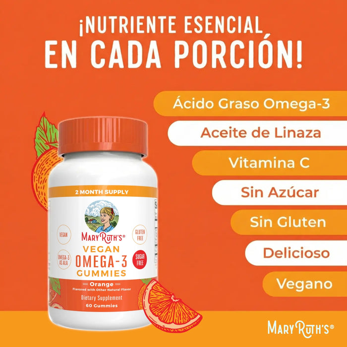 Omega-3 Vegano Sabor Naranja (60 gomitas), Mary Ruth's