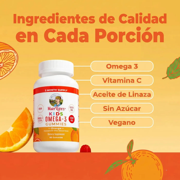 Omega-3 Vegano Para Niños (60 gomitas), Mary Ruth´s