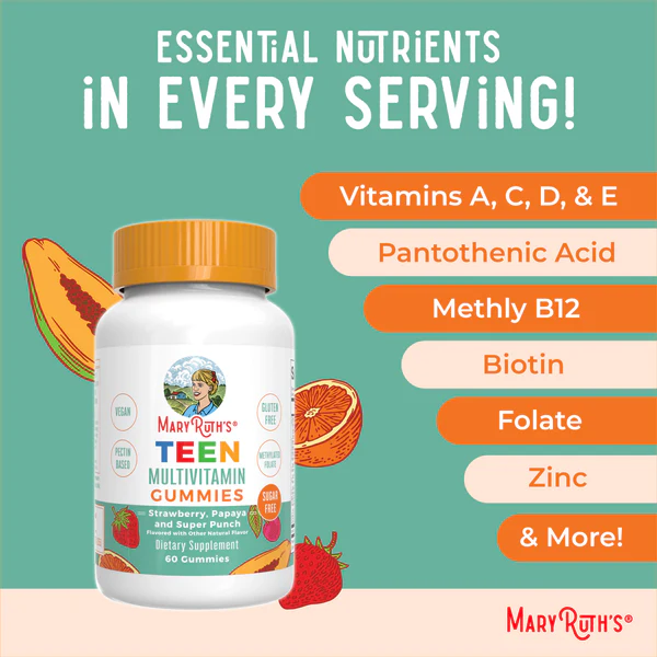 Multivitaminico para Adolescentes (60 gomitas), Mary Ruth´s