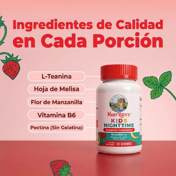 Ayuda para Dormir para Niños sin Melatonina (60 gomitas), Mary Ruth´s