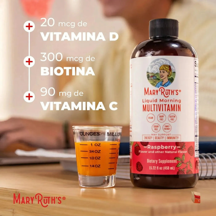 Multivitaminico Matutino Sabor Frambuesa, Liquido 450 ml (15.22 fl oz), Mary Ruth's