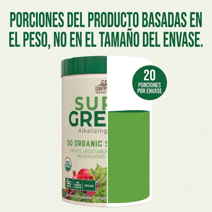 Apoyo Inmunológico Super Greens Fórmula Alcalinizada Country Farms® (300 g), Windmill
