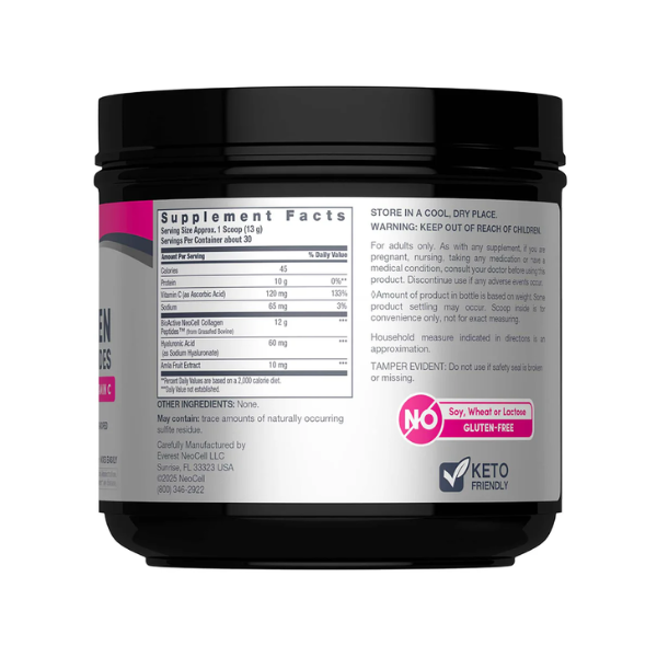 Peptidos de Colageno Reforzado con Ácido Hialuronico y Vitamina C sin Sabor (390 g), NEOCELL