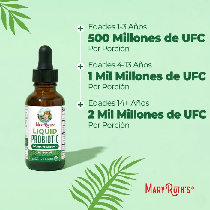 Probiótico Orgánico Líquido para la Salud Intestinal (60 ml / 2 fl oz) | Mary Ruth's