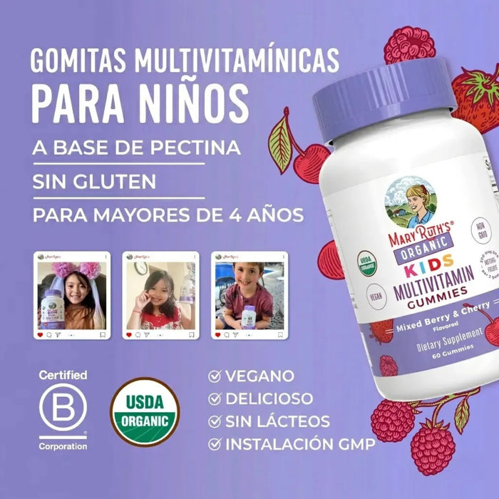 Multivitaminico Organico Para Niños (60 gomitas), Mary Ruth´s