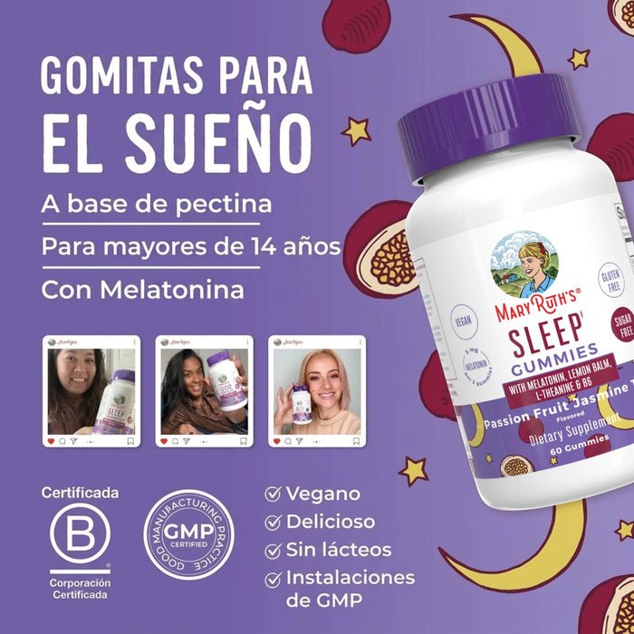 Melatonina para Dormir (60 gomitas), Mary Ruth´s