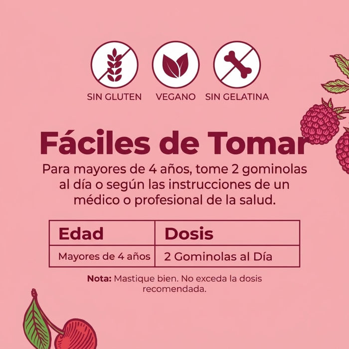 Multivitaminico Organico + Postbioticas para Niños sabor fresa.(60 gomitas), Mary Ruth´s