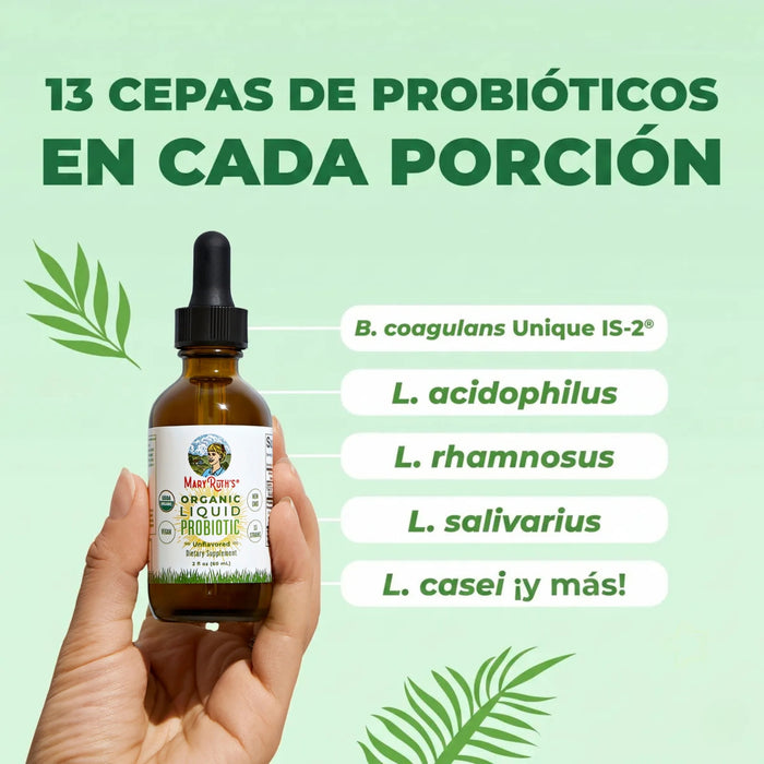 Probiótico Orgánico Líquido para la Salud Intestinal (60 ml / 2 fl oz) | Mary Ruth's