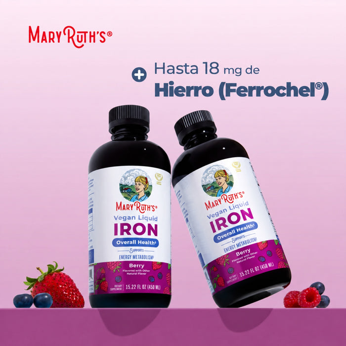 Hierro Prenatal y Posnatal Sabor Frutos Rojos, Liquido 450 ml (15.22 fl oz), Mary Ruth's