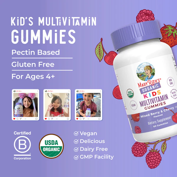 Multivitaminico Organico Para Niños (60 gomitas), Mary Ruth´s