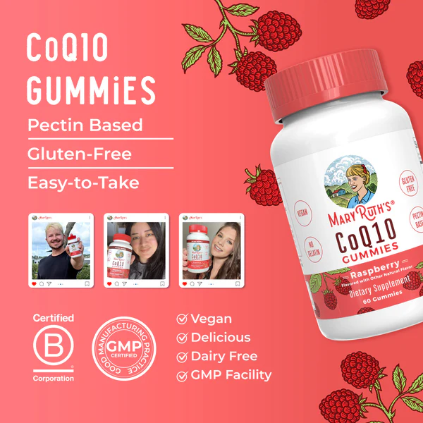CoQ10 Coenzima sabor Frambuesa (60 gomitas), Mary Ruth´s