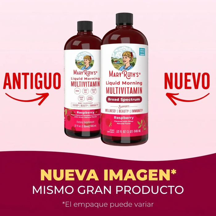 Mary Ruth's Multivitaminico Matutino Sabor Frambuesa, Liquido 887 ml (30 fl oz)