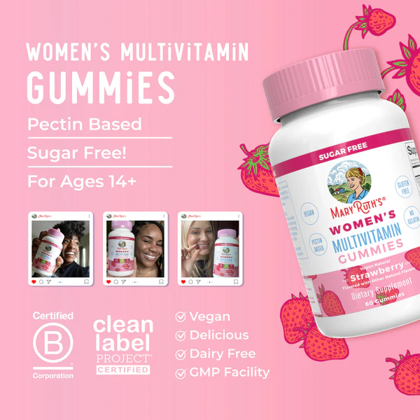 Multivitaminico Para Mujeres Sabor Fresa (60 gomitas), Mary Ruth´s