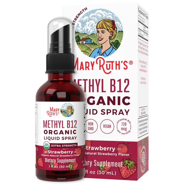 Vitamina B12 Organica 720 mcg Sabor Fresa, Liquido 30 ml (1 fl oz), Mary Ruth's