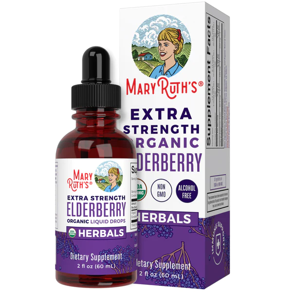 Elderberry Extra Fuerte Organico, Liquido 60 ml (2 fl oz), Mary Ruth's