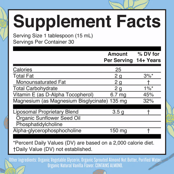 Magnesio Liposomal Sabor Almendra y Vainilla (15.22 fl oz 450 ml), Mary Ruth's