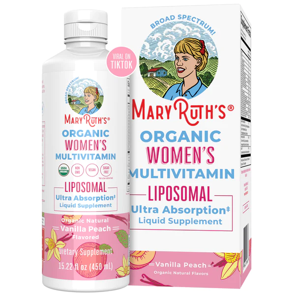 Multivitaminico Liposomal Organico para Mujeres Sabor Vainilla Durazno (15.22 fl oz 450 ml), Mary Ruth's