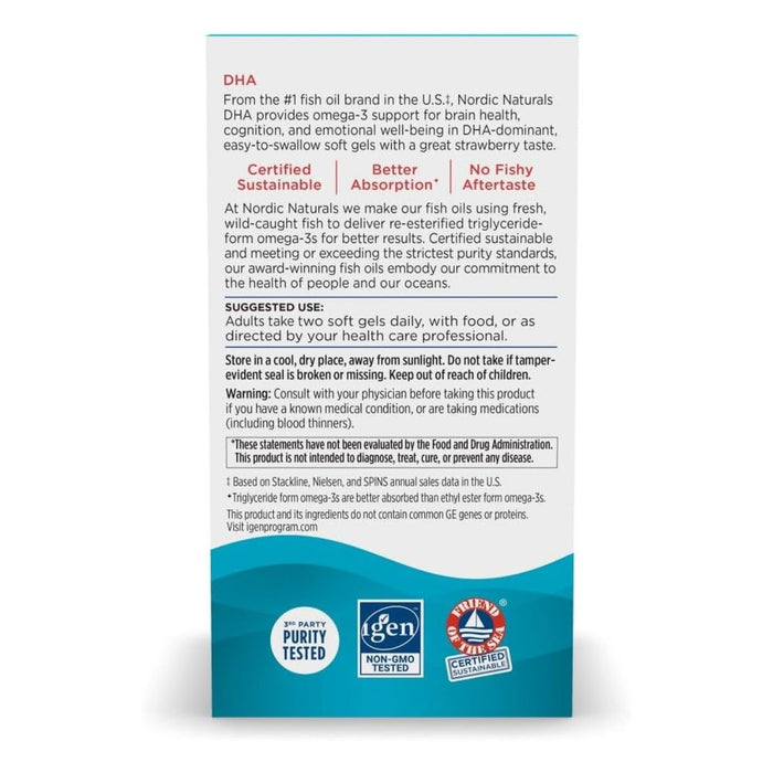 DHA 830 mg Sabor Fresa (90 softgels), Nordic Naturals