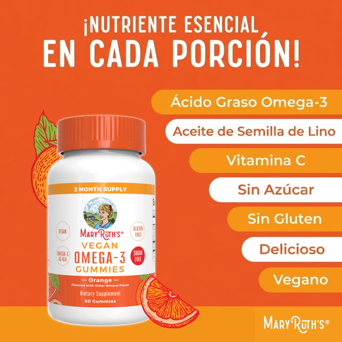 Omega-3 Vegano Sabor Naranja (60 gomitas), Mary Ruth's
