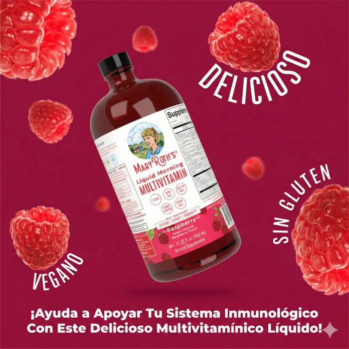 Multivitaminico Matutino Sabor Frambuesa, Liquido 450 ml (15.22 fl oz), Mary Ruth's