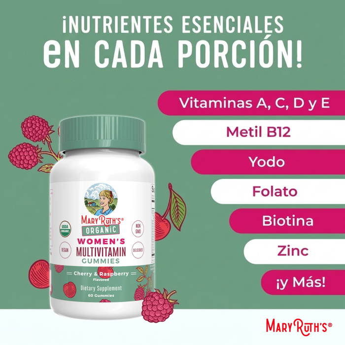 MultivitamínicO Orgánico para Mujeres Sabor Cereza y Frambuesa (60 gomitas), MaryRuth's