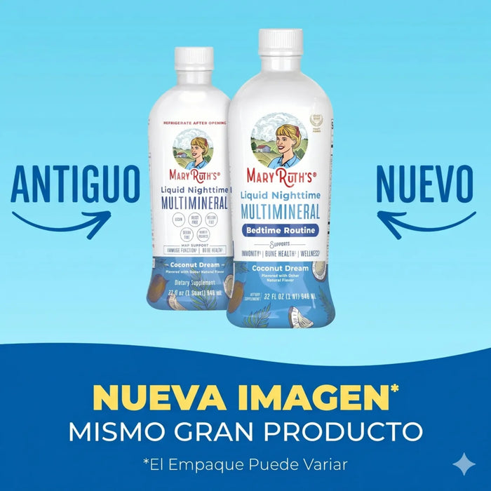 Multimineral Nocturno Sabor Coco, Liquido 887 ml (30 fl oz), Mary Ruth's
