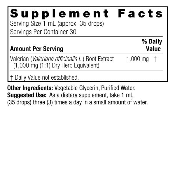 Extracto de Raíz de Valeriana 1000 mg, Liquido (1 fl oz 30 ml), Nature's Answer