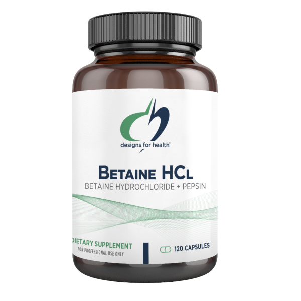 Betaina HCl 750 mg con Pepsina (120 caps), Designs for Health