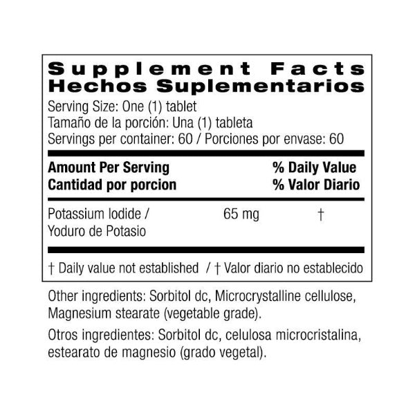 Yoduro De Potasio 65 mg (60 Tabletas), Bio Nutrition