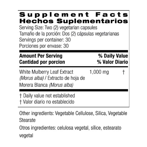 Extracto De Hoja De Morera Blanca 1000 mg (60 Capsulas), Bio Nutrition