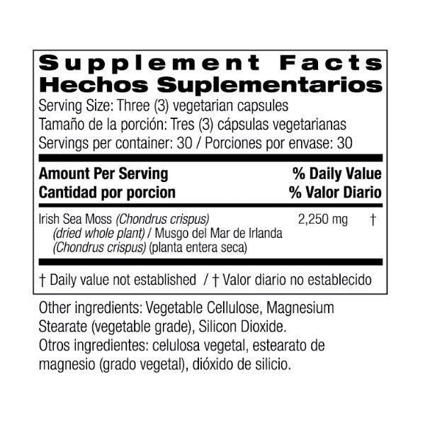 Musgo Marino Irlandes 2,250 Mg (90 Capsulas), Bio Nutrition