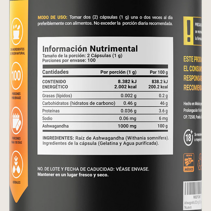 CC Raiz de Ashwagandha 1000 mg (200 caps), Blife