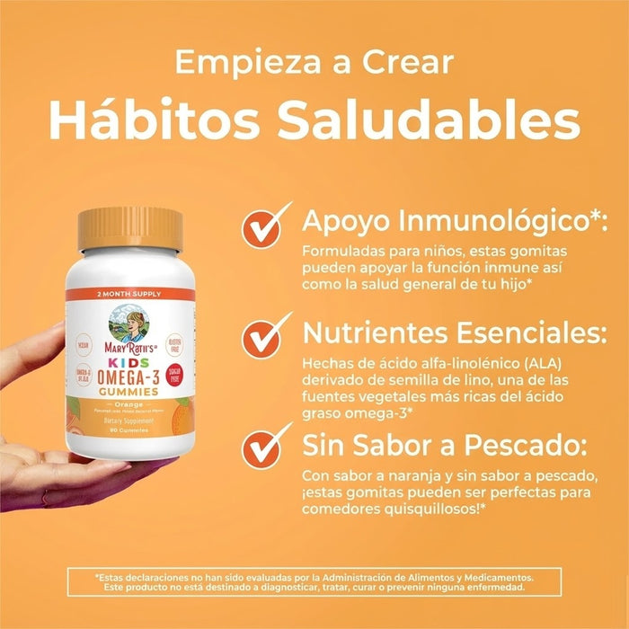 Omega-3 Vegano Para Niños (60 gomitas), Mary Ruth´s