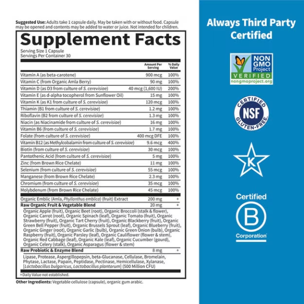 Multivitaminico para Hombres (30 veg caps), Garden of Life