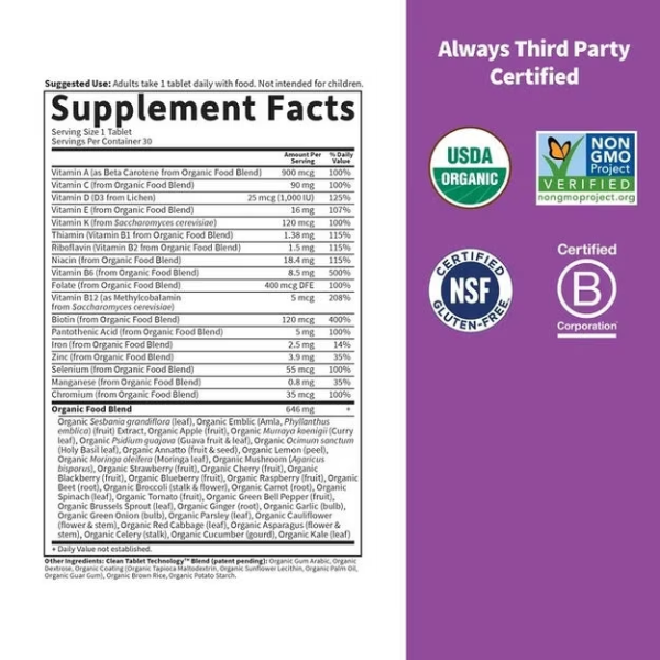Multivitaminico Organico para Mujeres (30 veg tabs), Garden of Life