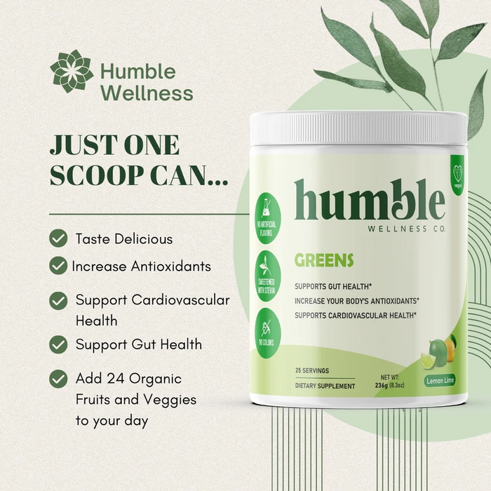 Jugo Verde Orgánico Vegano Sabor Frutas y Verduras, Super Greens (8.3 oz 226 g), Humble