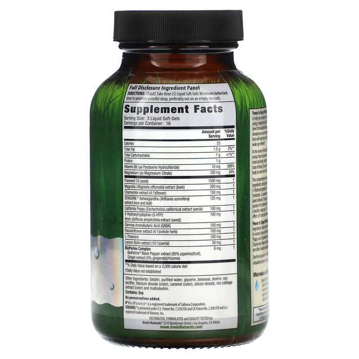 Poder para Dormir PM, Sin Melatonina (50 softgels), Irwin Naturals
