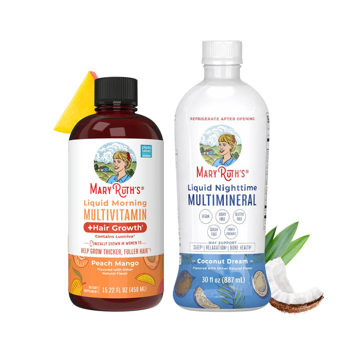 KIT #2 Multivitaminico Matutino con Crecimiento del Cabello + Multimineral Nocturno, Mary Ruth's