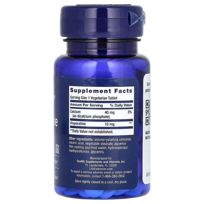 CC Vinpocetina 10 mg (100 tabs) para Cerebro, Life Extension