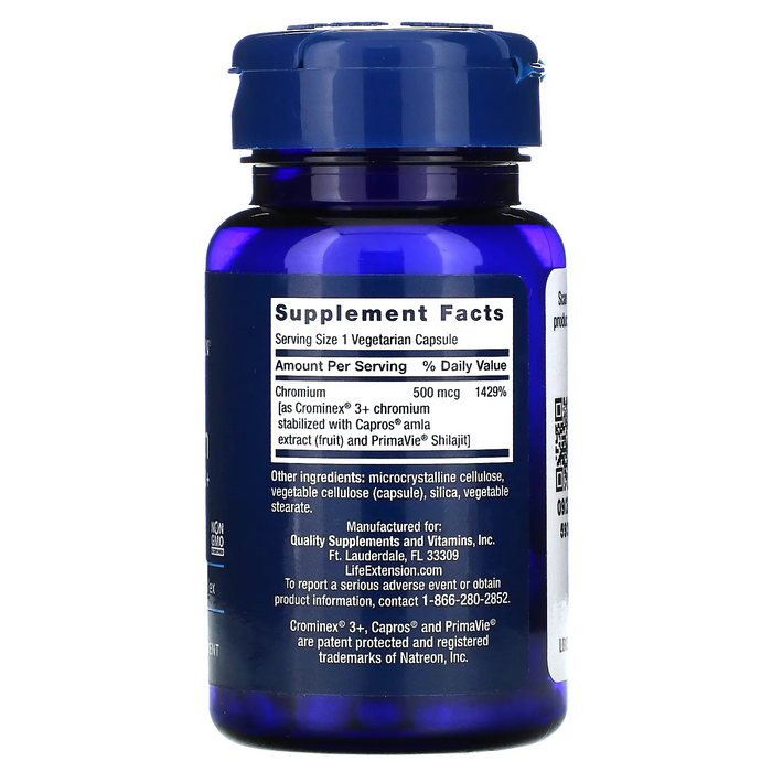 Cromo Optimizado Con Crominex® 3+ 500 Mcg (60 veg caps), Life Extension