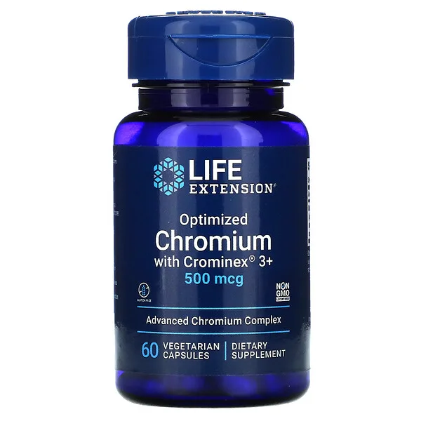 Cromo Optimizado Con Crominex® 3+ 500 Mcg (60 veg caps), Life Extension